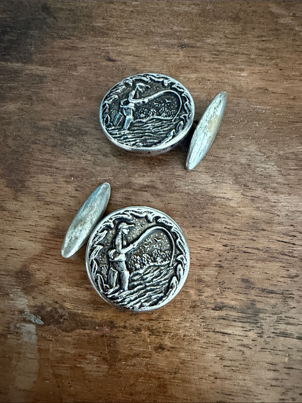 Silver Flyfisherman Cufflinks